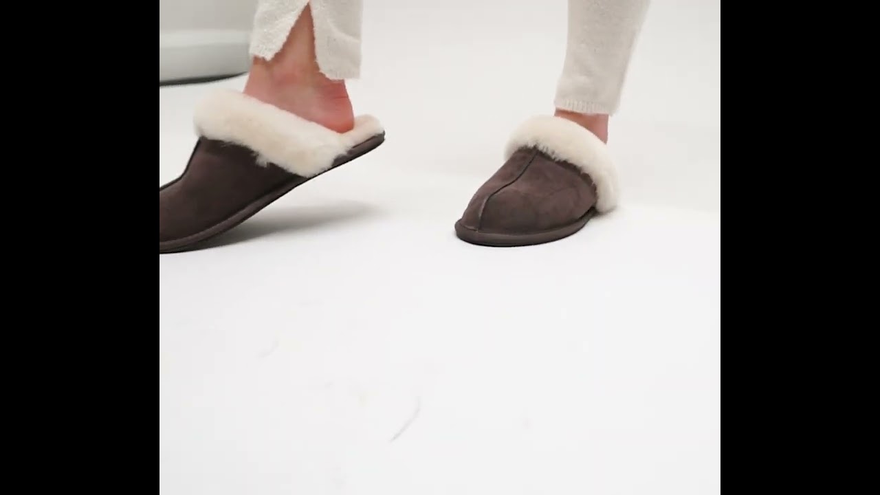 HOS Sheepskin AYLA Ladies Real Sheepskin Mule Slippers Espresso | House Of Slippers