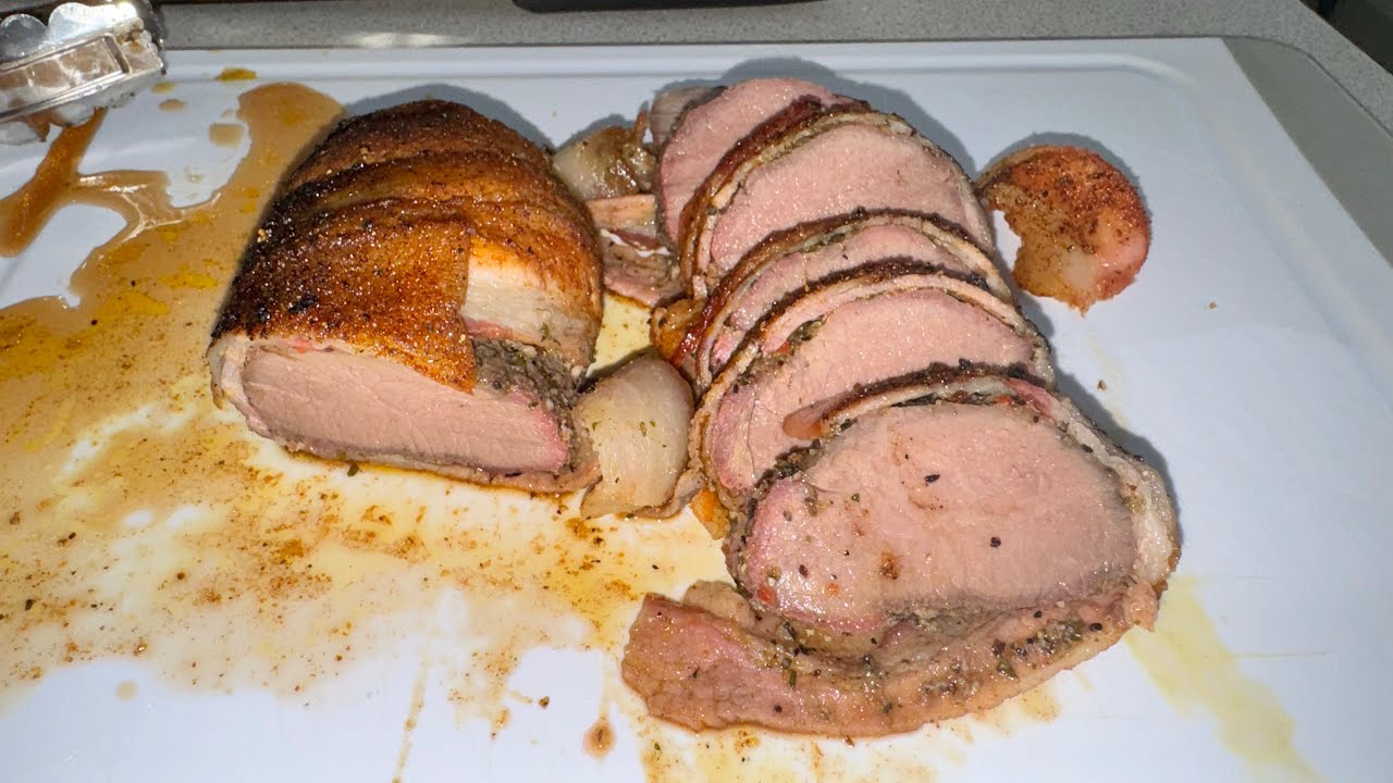 Smoked Bacon Wrapped Venison Backstrap in Pit Boss Copperhead