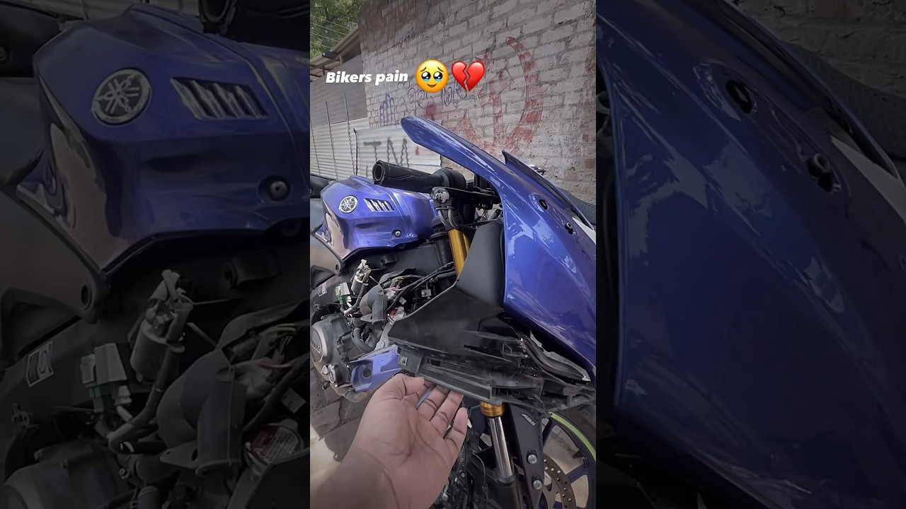 R15 v4 accident🥹💔 #r15 #yamaha #ktm #shorts #viral #r15v4 #accidenttruck