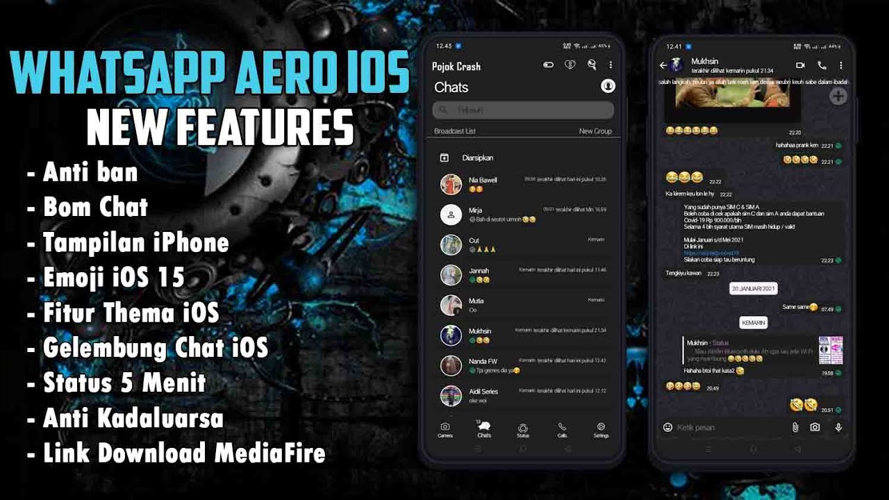 Update WhatsApp iPhone Terbaru 2021 | WA Aero iOS dengan Fitur Lengkap -Emoji iOS -Tanpa Password