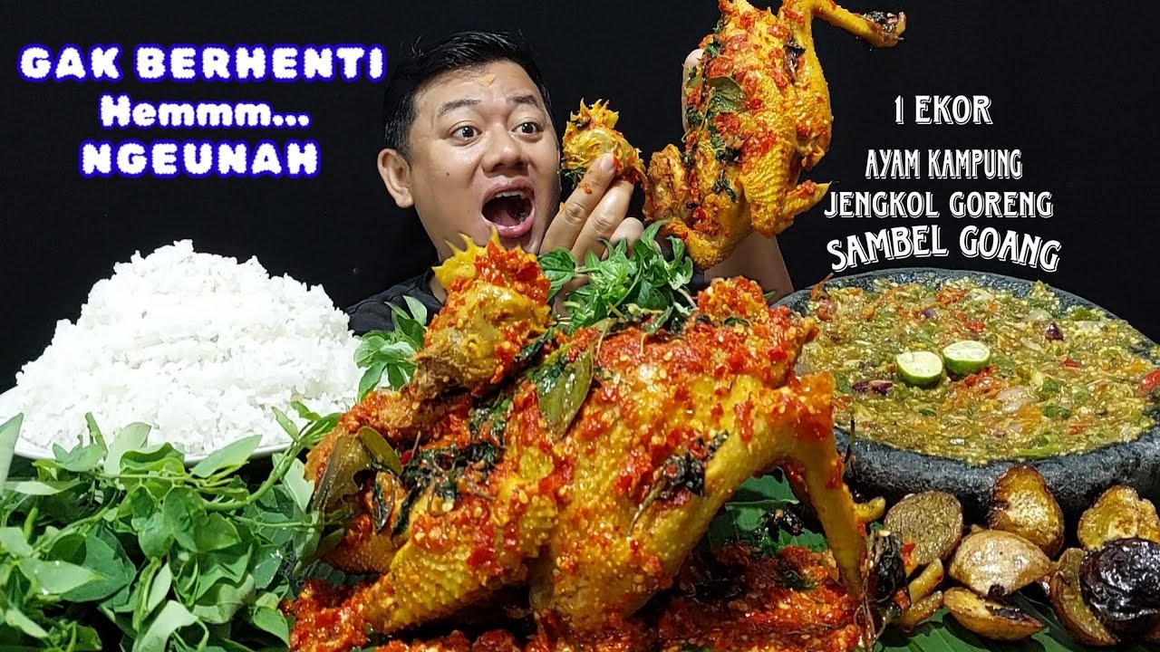 MAKAN BESAR ⁉️  1 EKOR AYAM KAMPUNG SAMBEL KEMANGI LALAPAN MENTAH SAMBEL GOANG JENGKOL GORENG