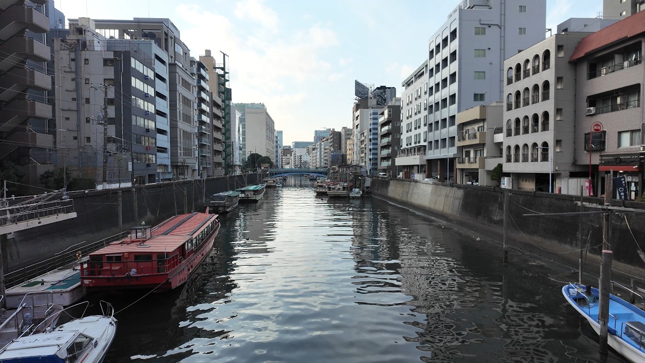 【4K Walk】Tokyo Asakusabashi｜Riverside Walk with Yakata Boats｜浅草橋