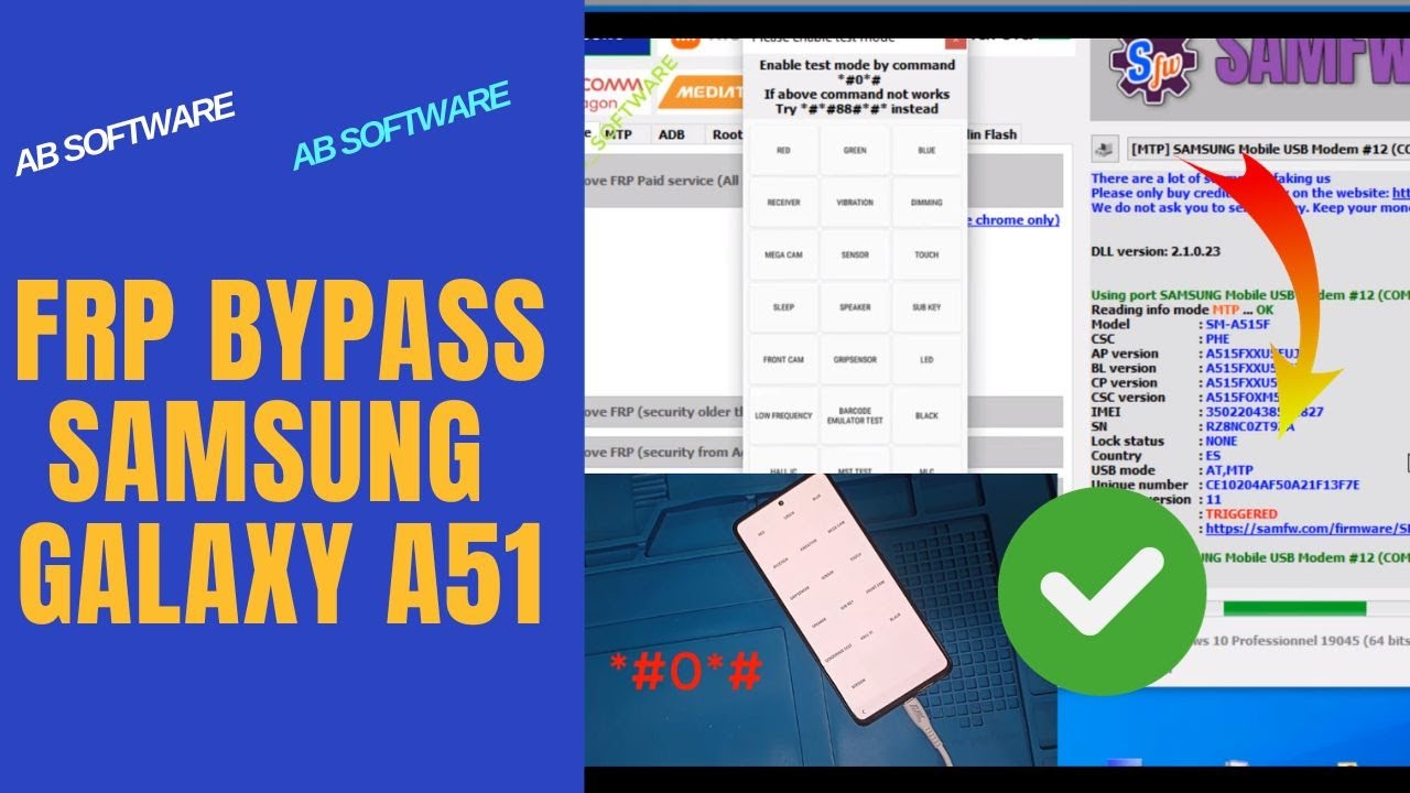 Frp Bypass Samsung Galaxy A51 with SamFw Tool simple click free 2025