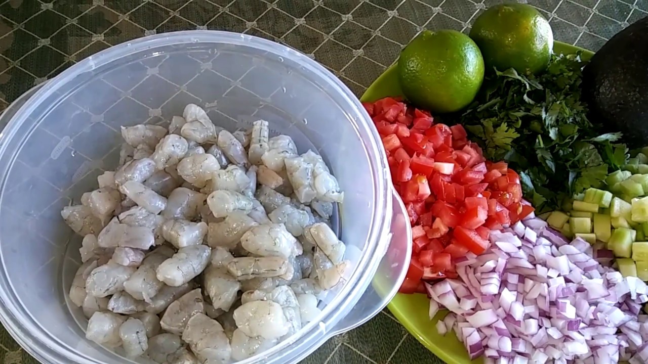 CEVICHE DE CAMARON COCIDO BIEN PERRON