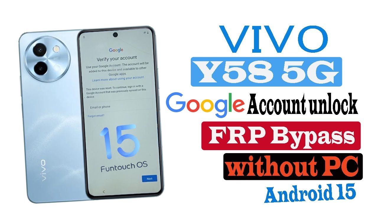 VIVO Y58 5G FRP Bypass Android 15 Without PC | All VIVO FRP Bypass Android 15