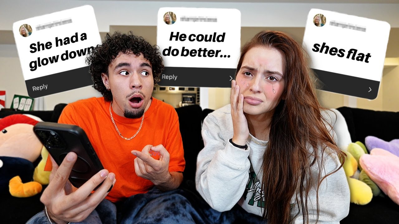 MAKING UP FAKE HATE COMMENTS PRANK ON GIRLFRIEND!!
