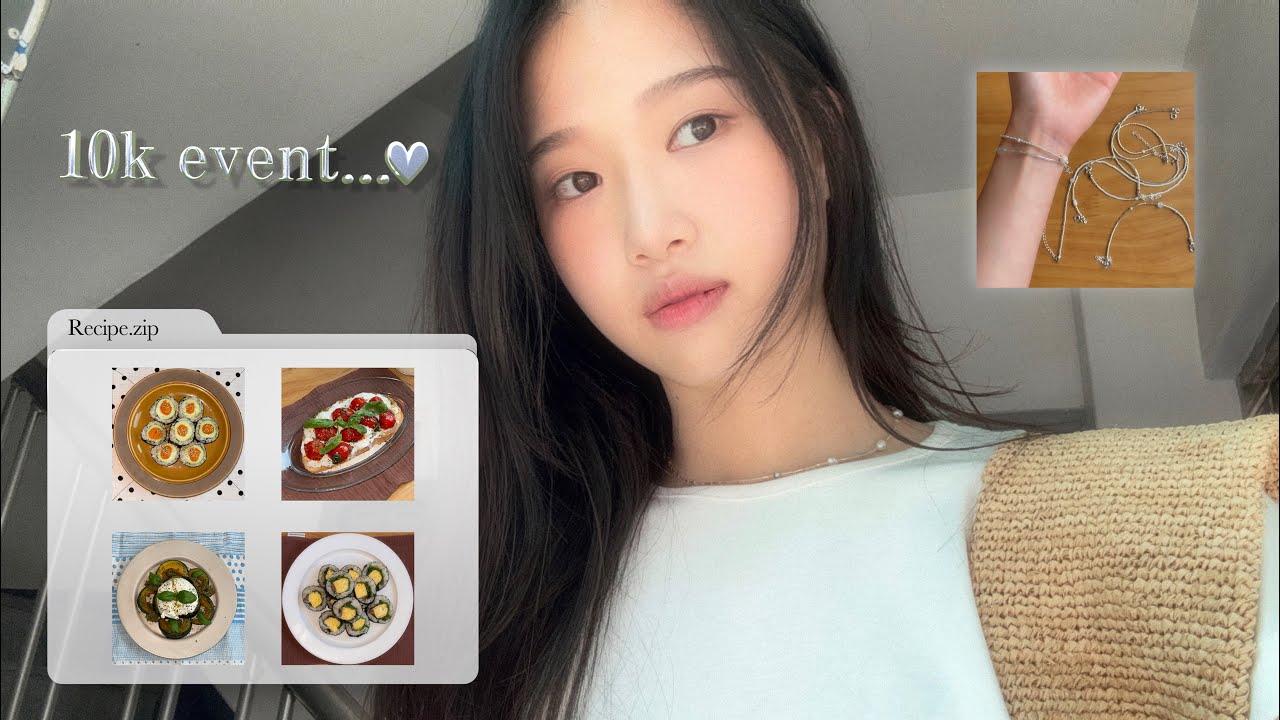 Vlog. 맛있는 다이어트 레시피zip. 구독자 만 명 이벤트♥︎. 다이어트 유산균 추천. 팔찌 목걸이 만들기. 바질 김밥. 오이 김밥 잘 말아줘~. 홈브이로그