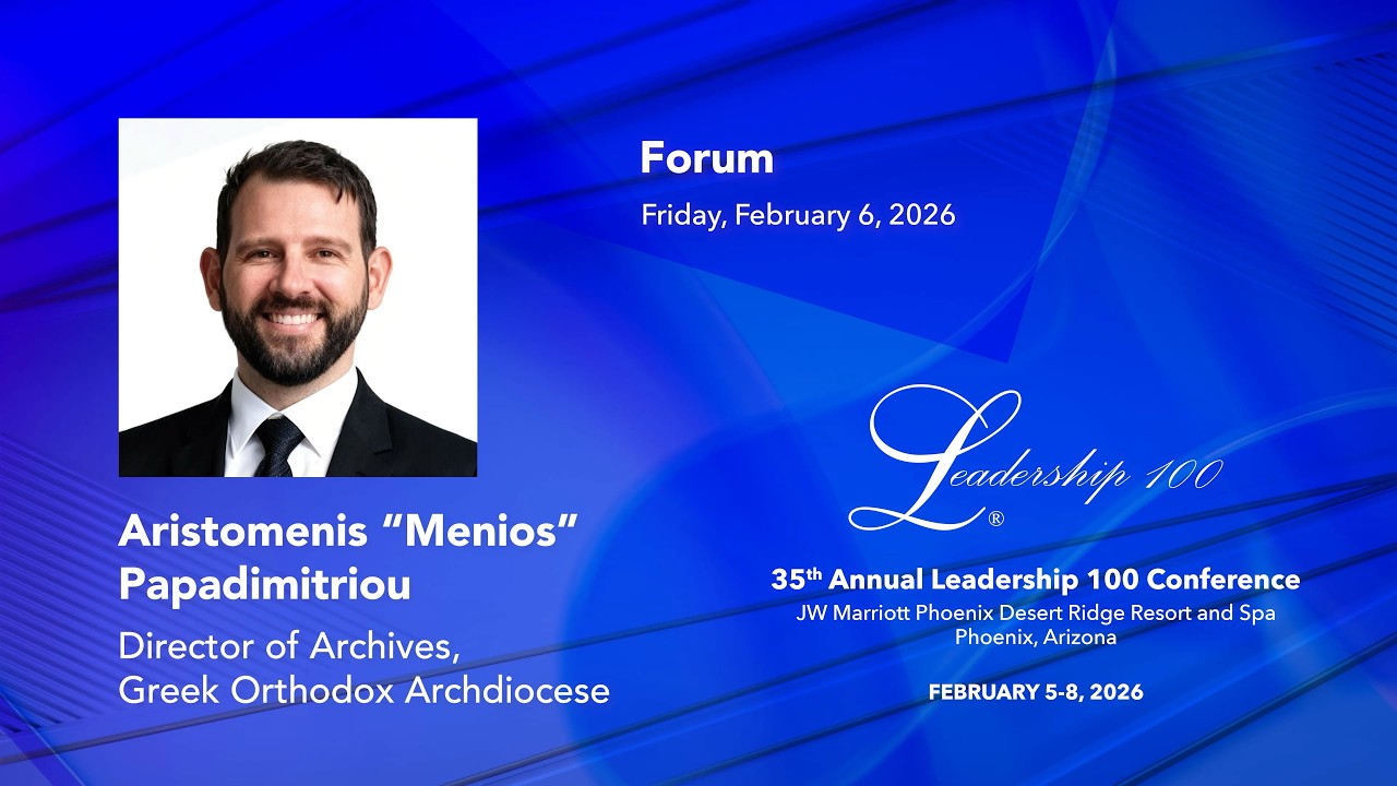 Forum Speaker Menios Papadimitriou at the 35th annual Leadership 100 Conference  in Phoenix, AZ.