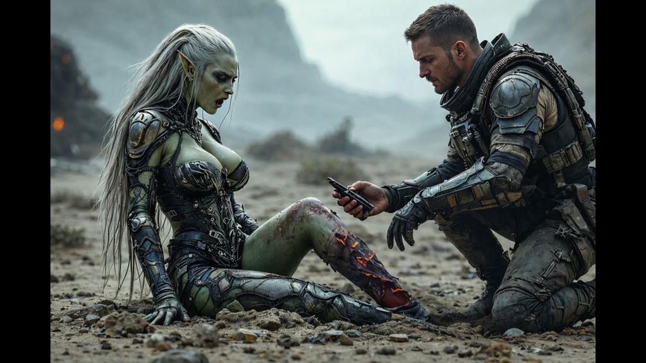 Alien Warrior Left for Dead After Losing Her Legs, Only a Human Marine Refused to Leave Her.