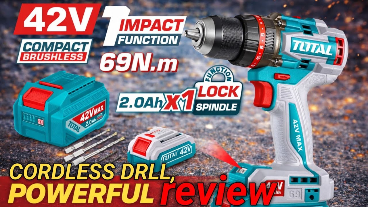 🔥 TOTAL 42V Brushless Impact Drill – ফুল স্পেসিফিকেশন ও এক্সেসরিজসহ পাওয়ারফুল সেট! 🔧⚡