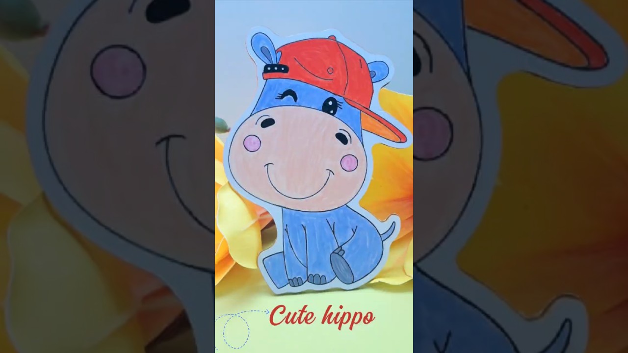 Cute HIPPO coloring pages #shorts #shortvideo