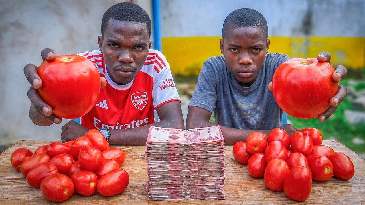 18 TOMATOES EACH&hellip; WINNER TAKES 50,000 TSH! 🍅💰  | EXTREME EATING CHALLENGE