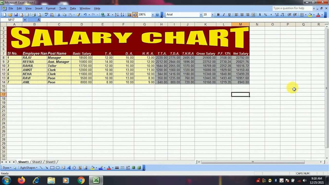 How to create Salary Chart in ms Excel program// hindi language