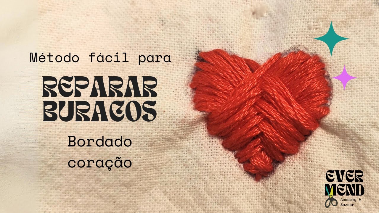 COMO TAPAR BURACOS NA ROUPA | DIY Bordado coração ❤️