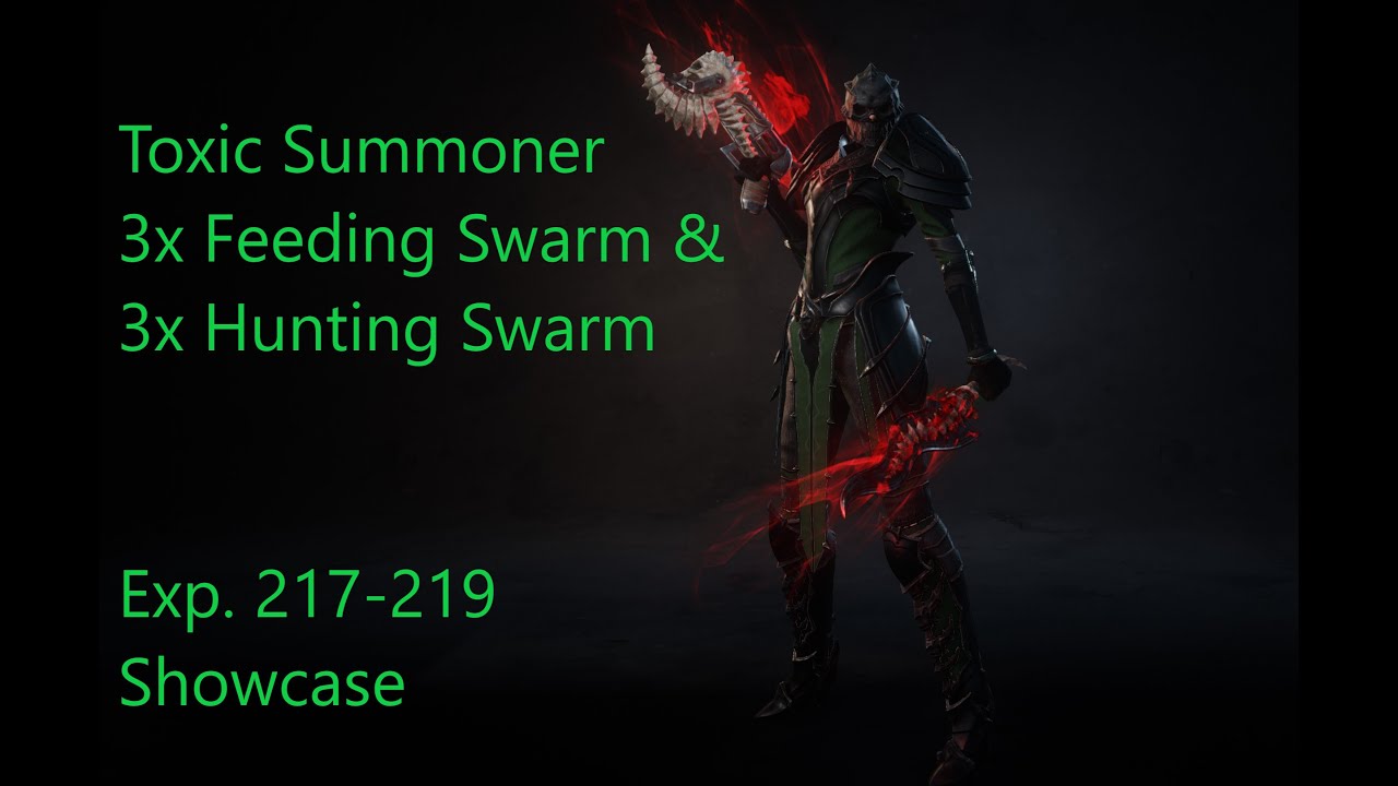 Wolcen Bloodtrail 1.1.4.2 Toxic Summoner 3x Feeding Swarm & 3x Hunting Swarm Exp 217-219 Playthrough