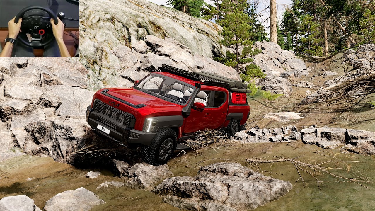 BeamNG Drive - NEW Kia Tasman 4x4 Offroad Test | Norwegian Backroads Realistic Wheel Cam