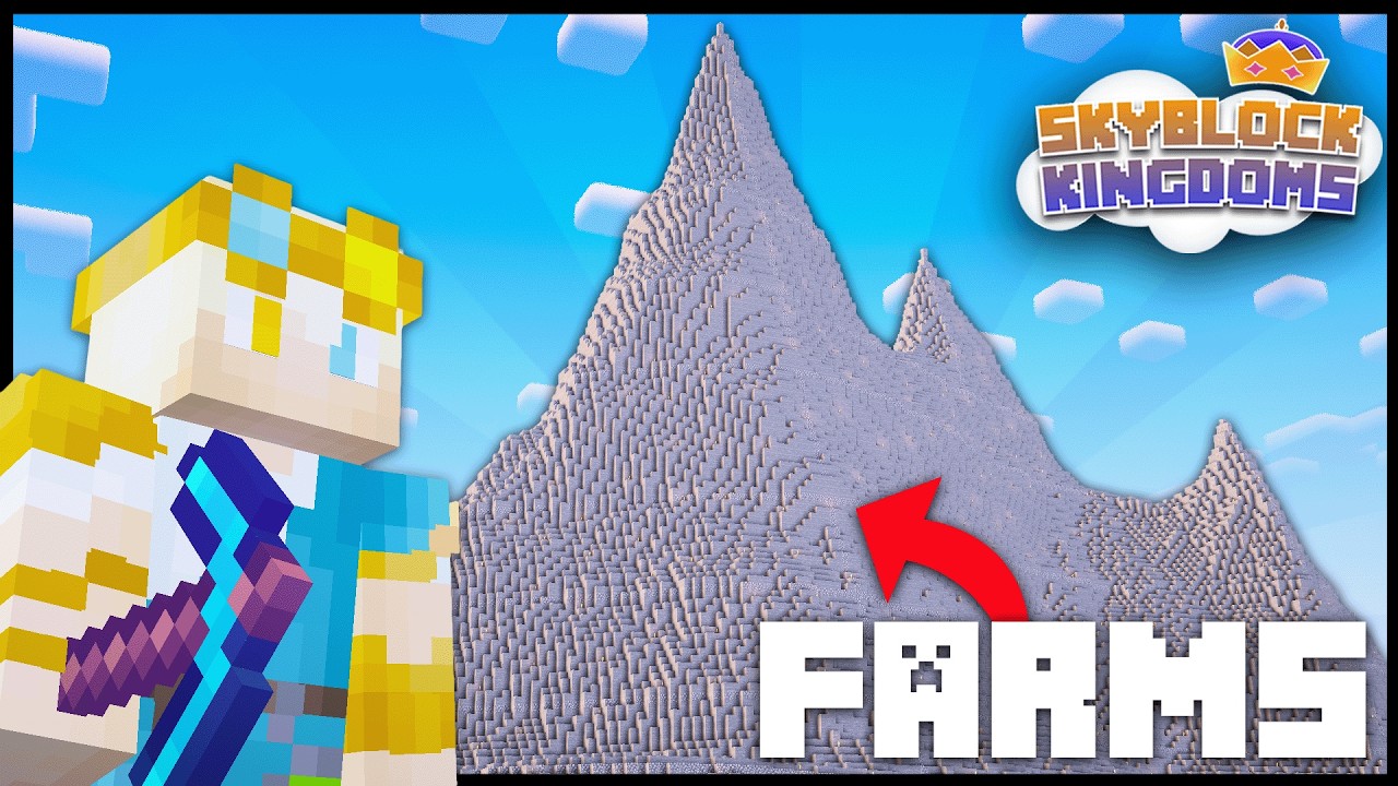 Creating an Entire Mountain to Hide Farms in Skyblock!