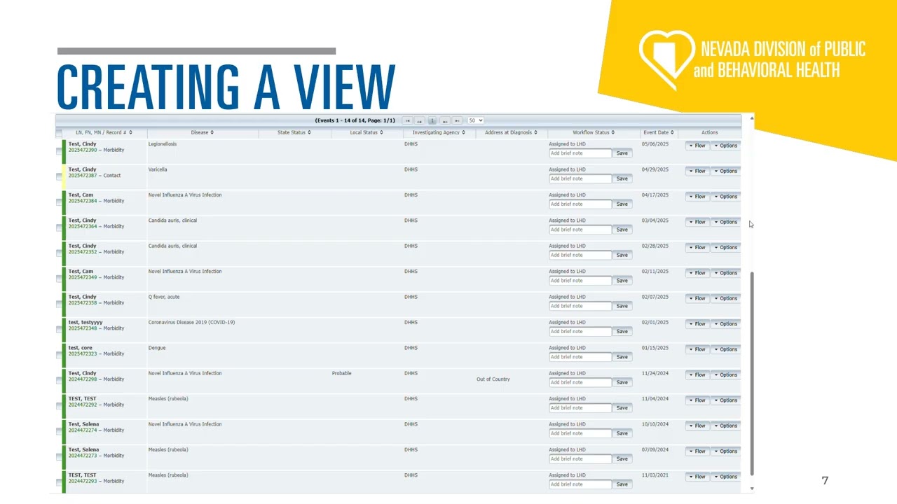 EpiTrax Video Training - Creating And Managing Helpful Events Views