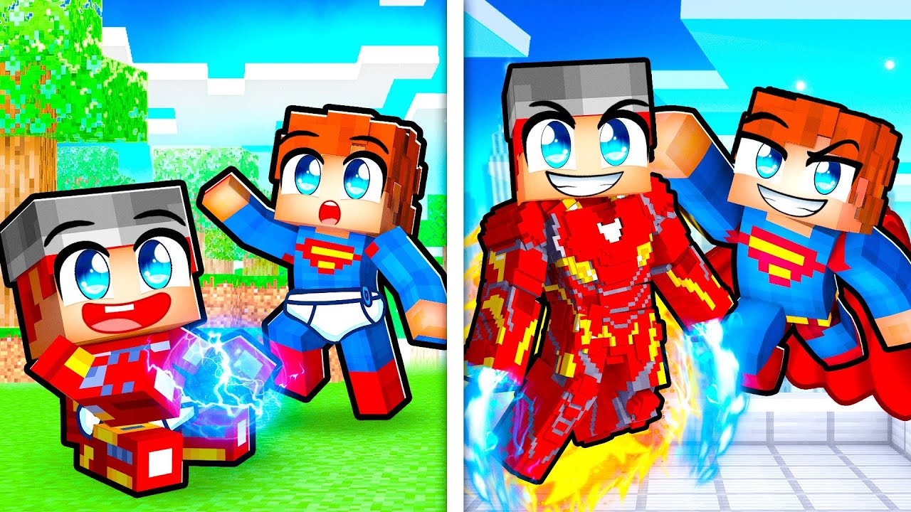 Growing up as SUPERHEROES in Minecraft!