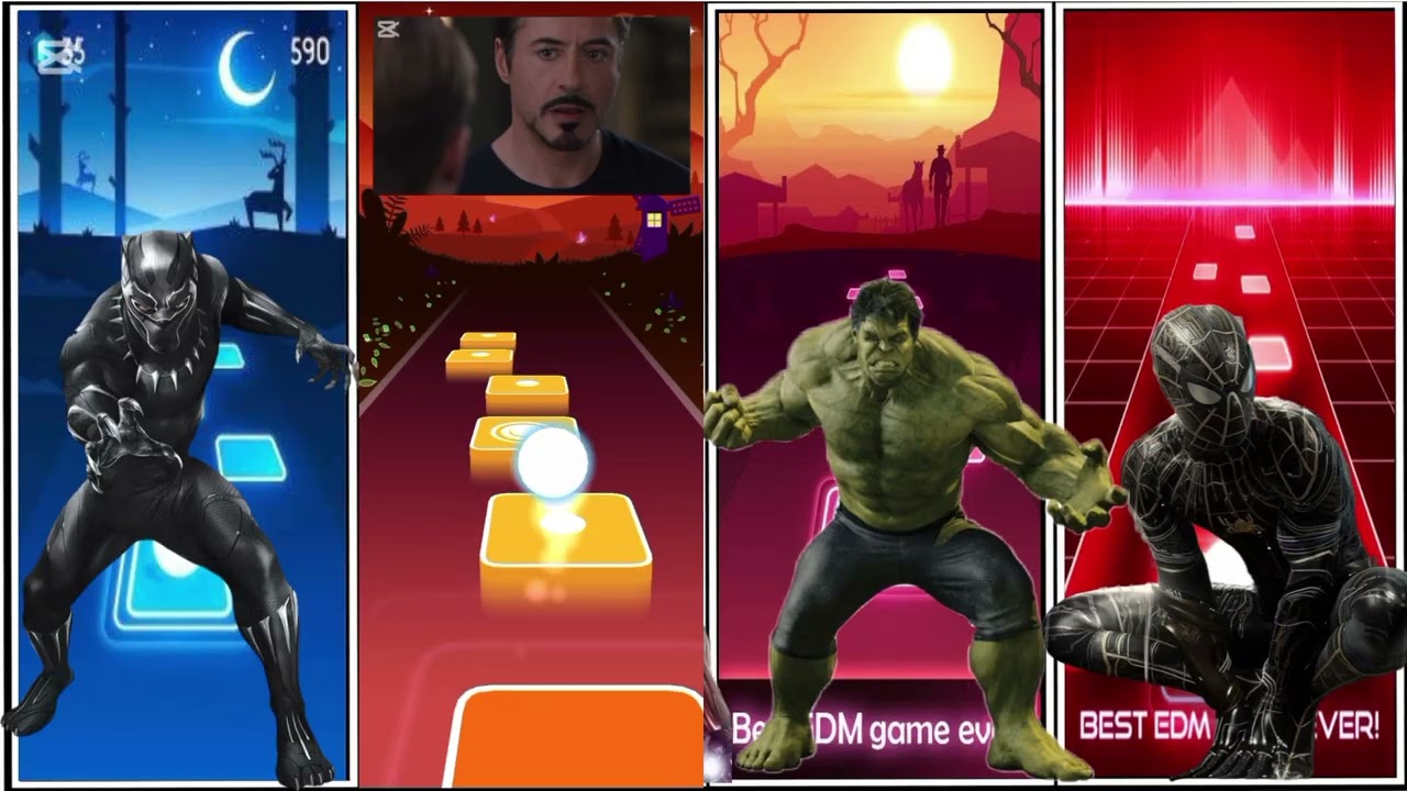 SPAYDERMAN VS IRON MAN VS HULCK VS BLACK PANTHER VS TILES HOP