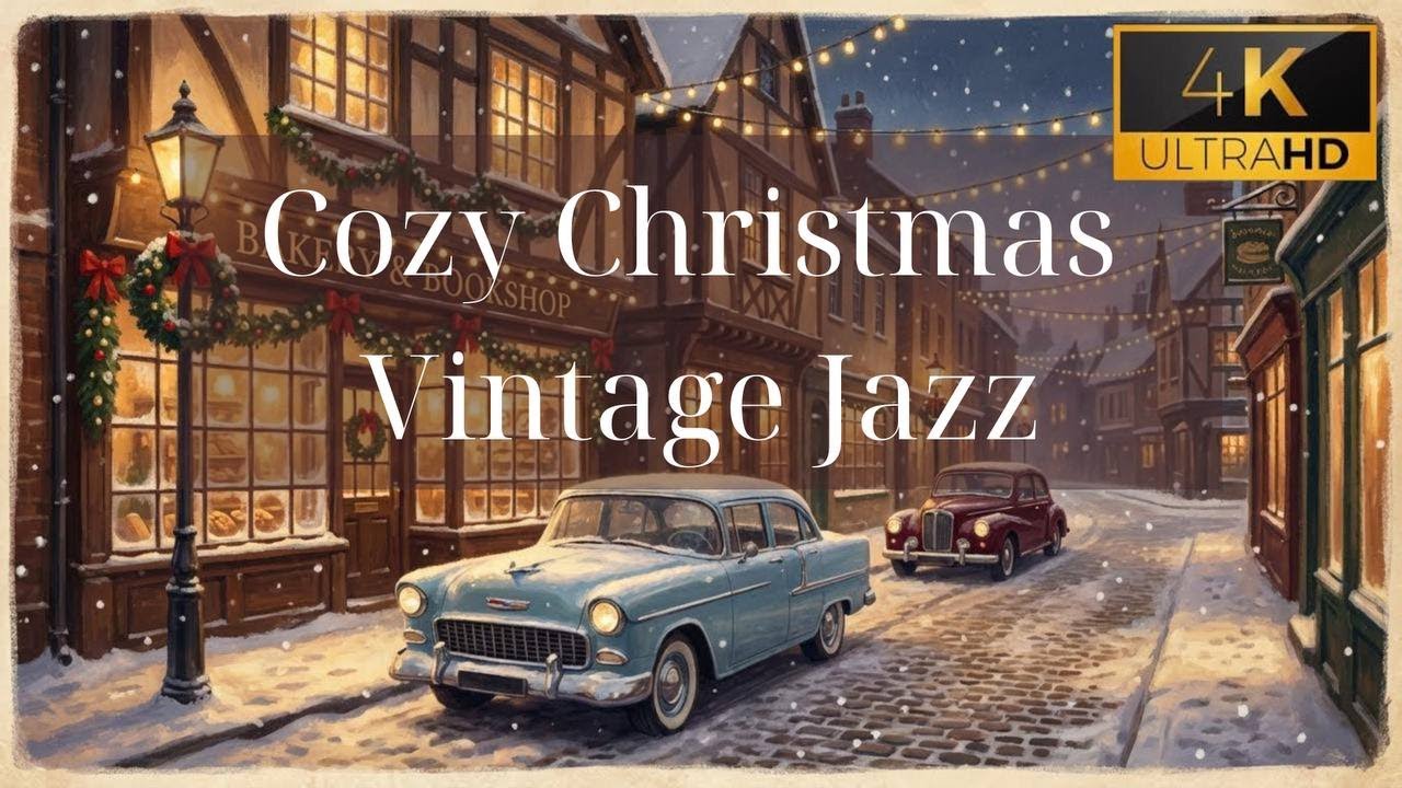 Cozy Christmas Street Ambience 🎄 Vintage Winter Town | Christmas Music & Holiday Atmosphere