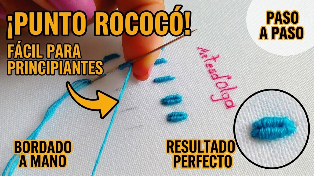Bordado a mano: Punto rococó | Hand Embroidery: Bullion stitch | Artesd'Olga