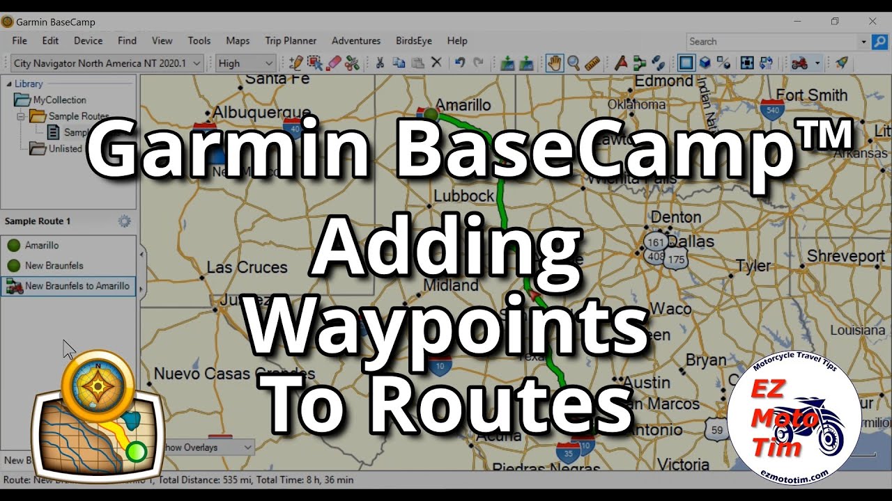 Garmin BaseCamp™ Добавление путевых точек к маршрутам