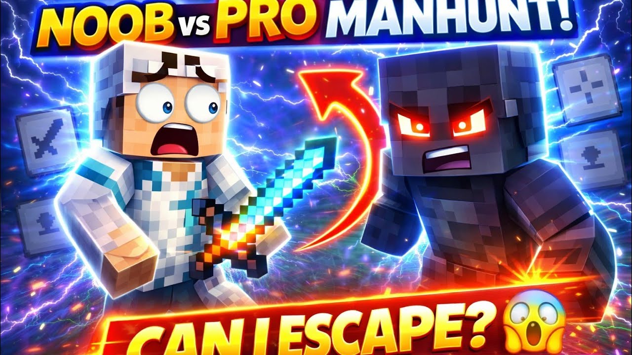 Minecraft PE Manhunt 😱 | Speedrunner vs Hunter (Pocket Edition)