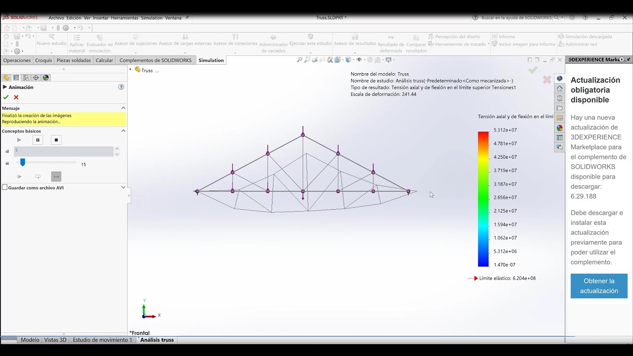 Análisis estructural de armaduras Solidworks