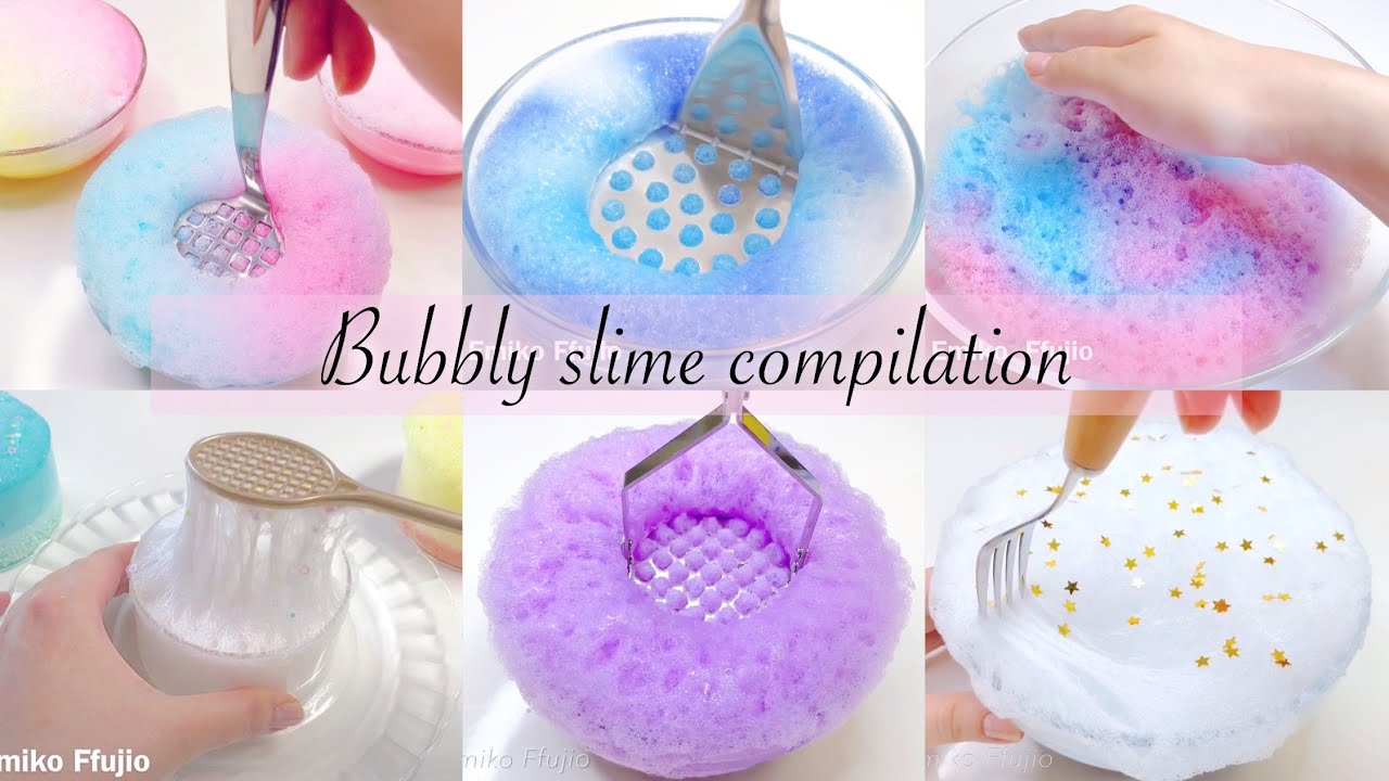 【再UP】🛁連続色んなしゅわしゅわスライム🌨【音フェチ】연속 기포 거품 슬라임 Bubbly slime compilation No talking ASMR
