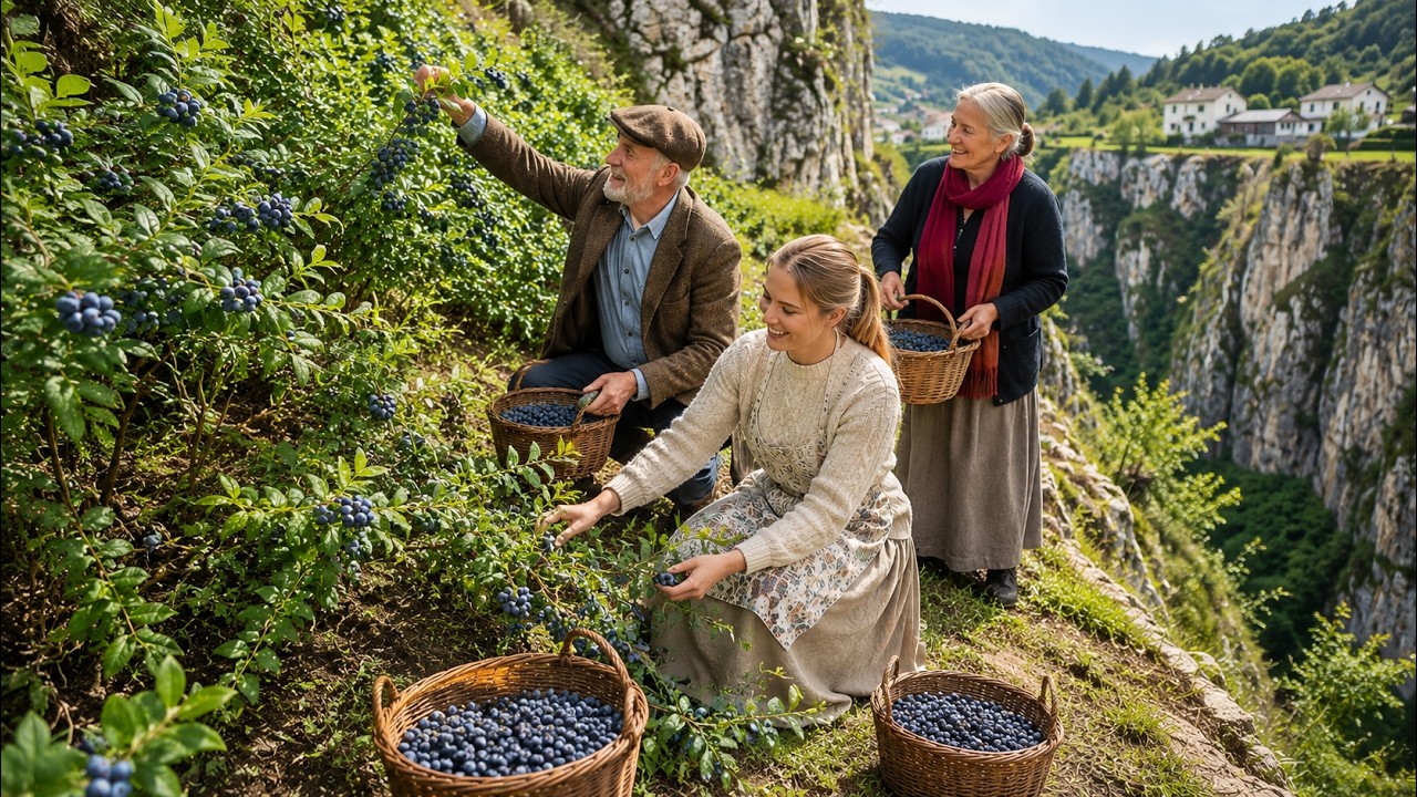 Full Video: Peaceful Life in the European Mountains | Harvesting Blueberries on the Cliff