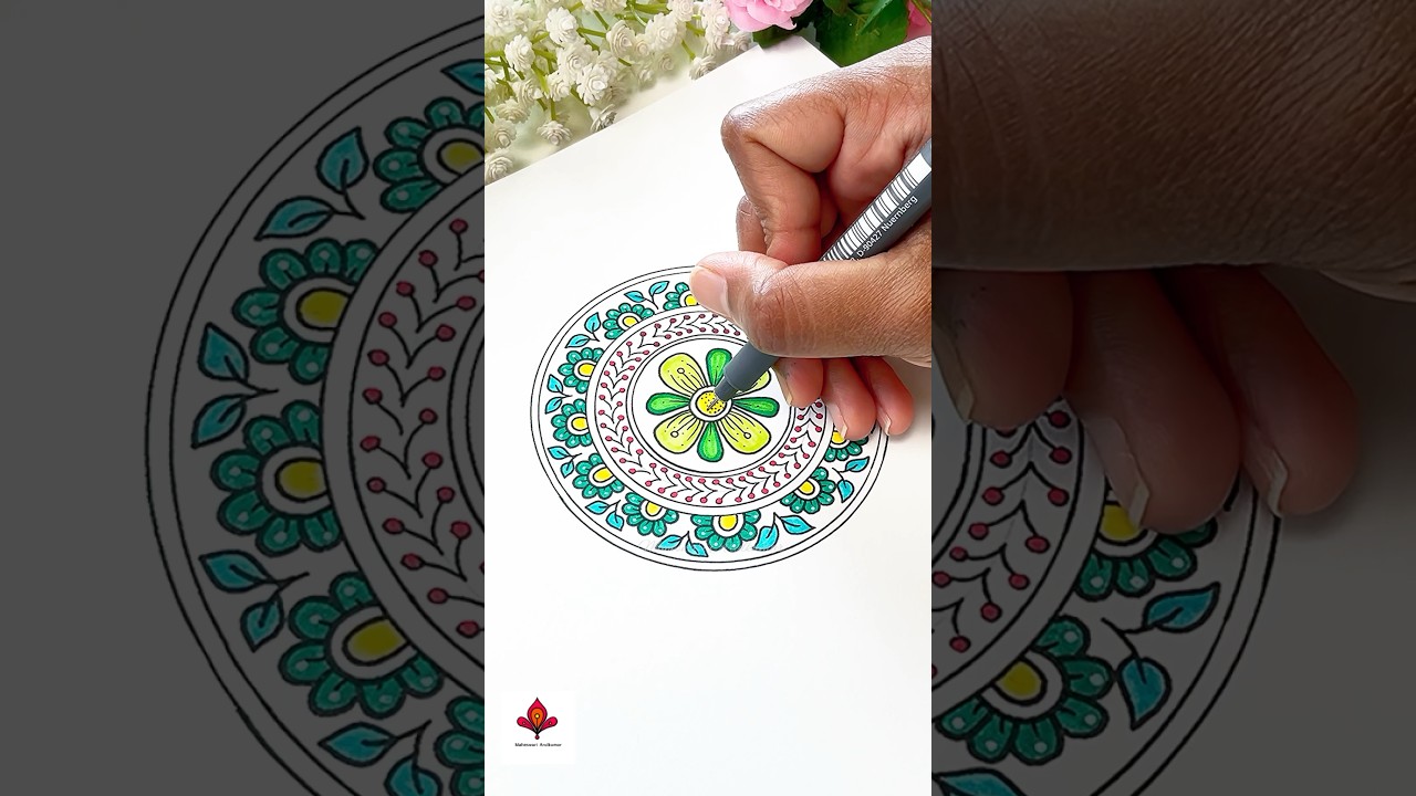 🌷🌿Beginner&rsquo;s Mandala |#mandala#arttherapy#arttutorial#mindfulness#doodling#fyp#ytshorts