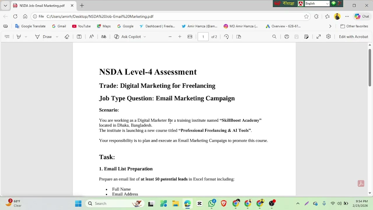 Digital Marketing for Freelancing (Level-4) Assessment of NSDA | Email Marketing (Part-1)