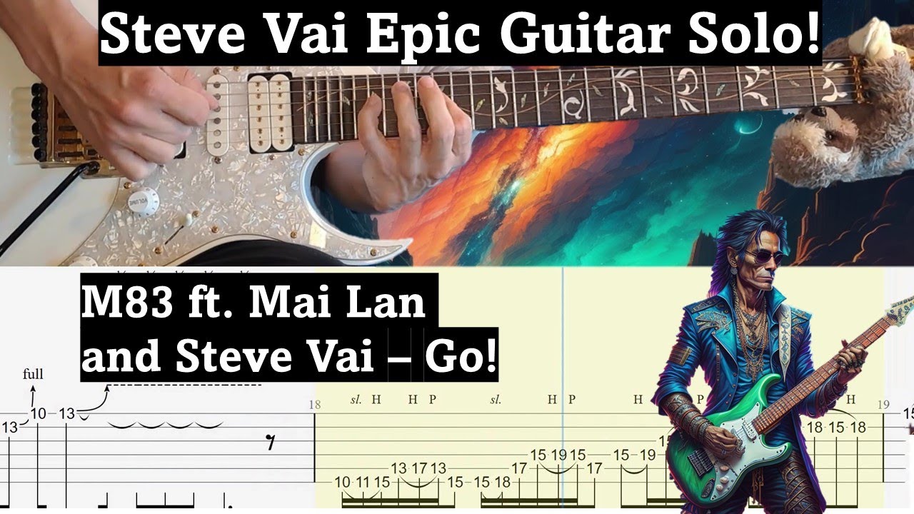 M83 ft. Steve Vai and Mai Lan - Go! Outro Solo Guitar Cover | Guitar Tab