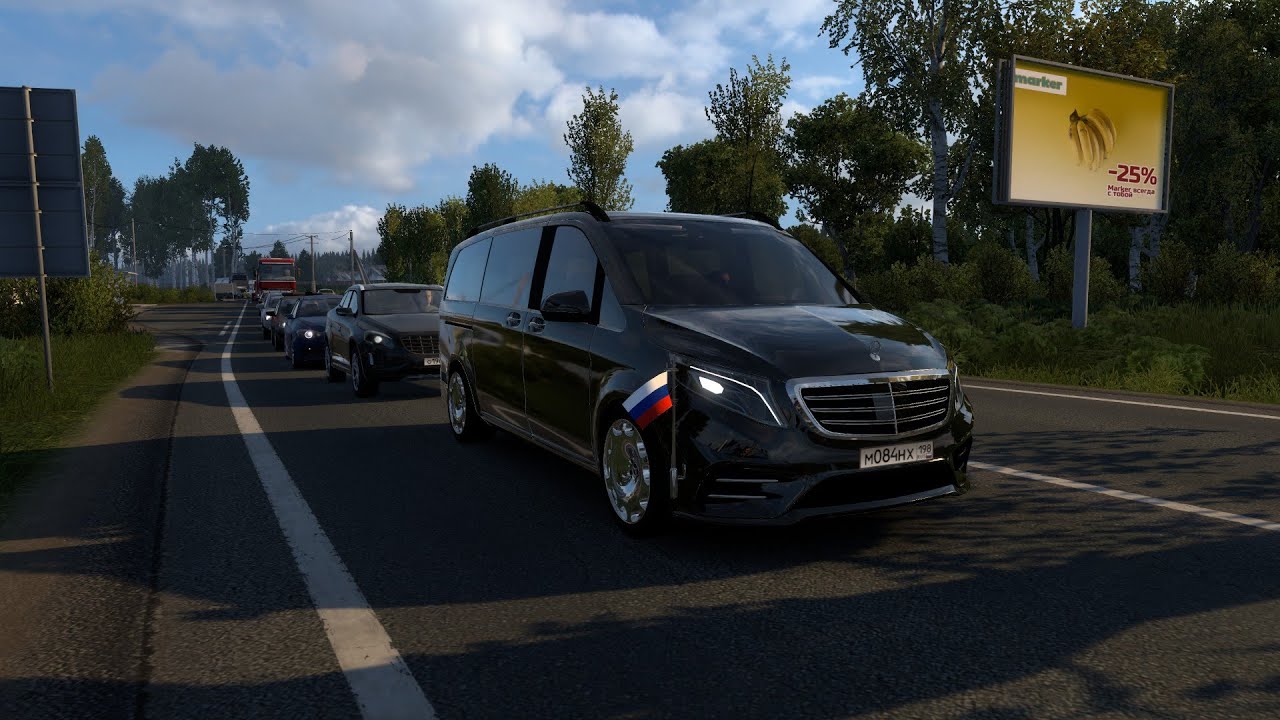 ETS2 - Просторы России! Mercedes V250d, лучший минивен?! #ETS2 #eurotrucksimolator #rusmap