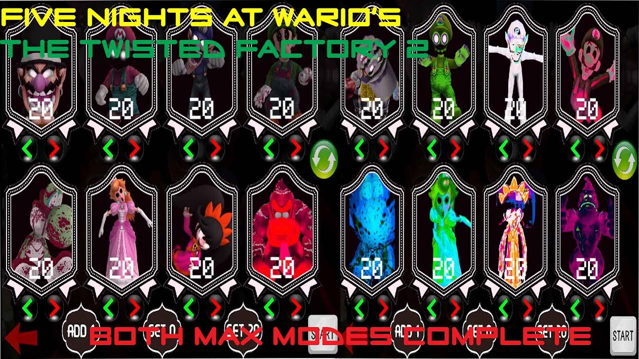 Five Nights at Wario's: The Twisted Factory 2 | Both Max Modes Complete!