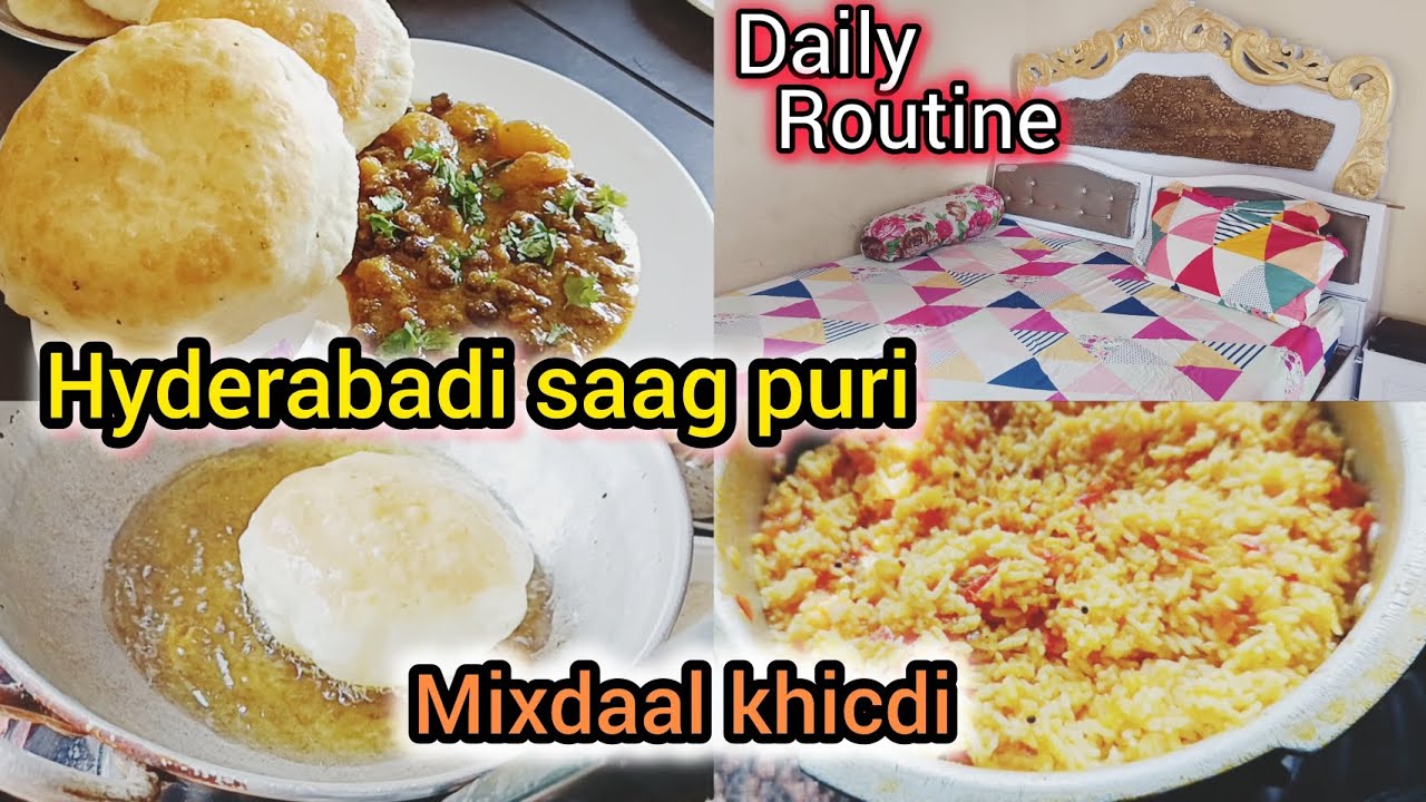 Hyderabadi mom of 4 small kids| daily busy routine| zabardast saag puri🤤 |mixdaal healthy khichdi😋
