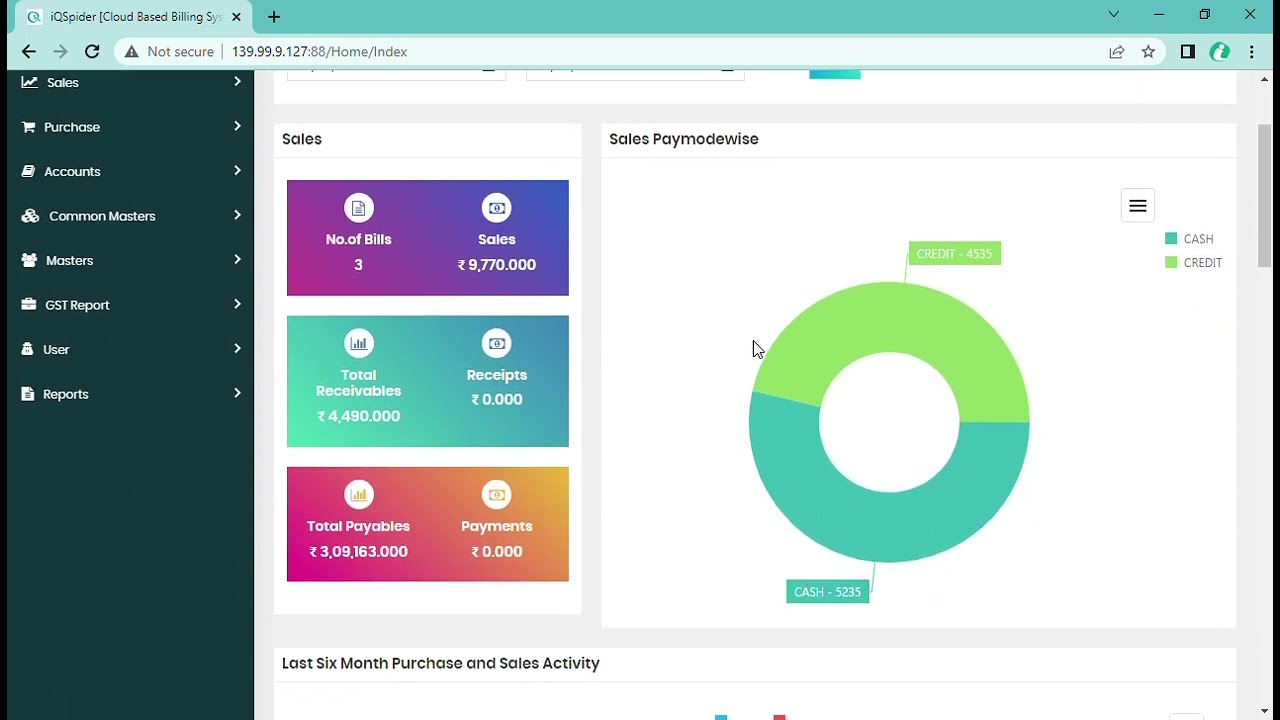 Retail Billing Software-View of Collection & Working POS Screen