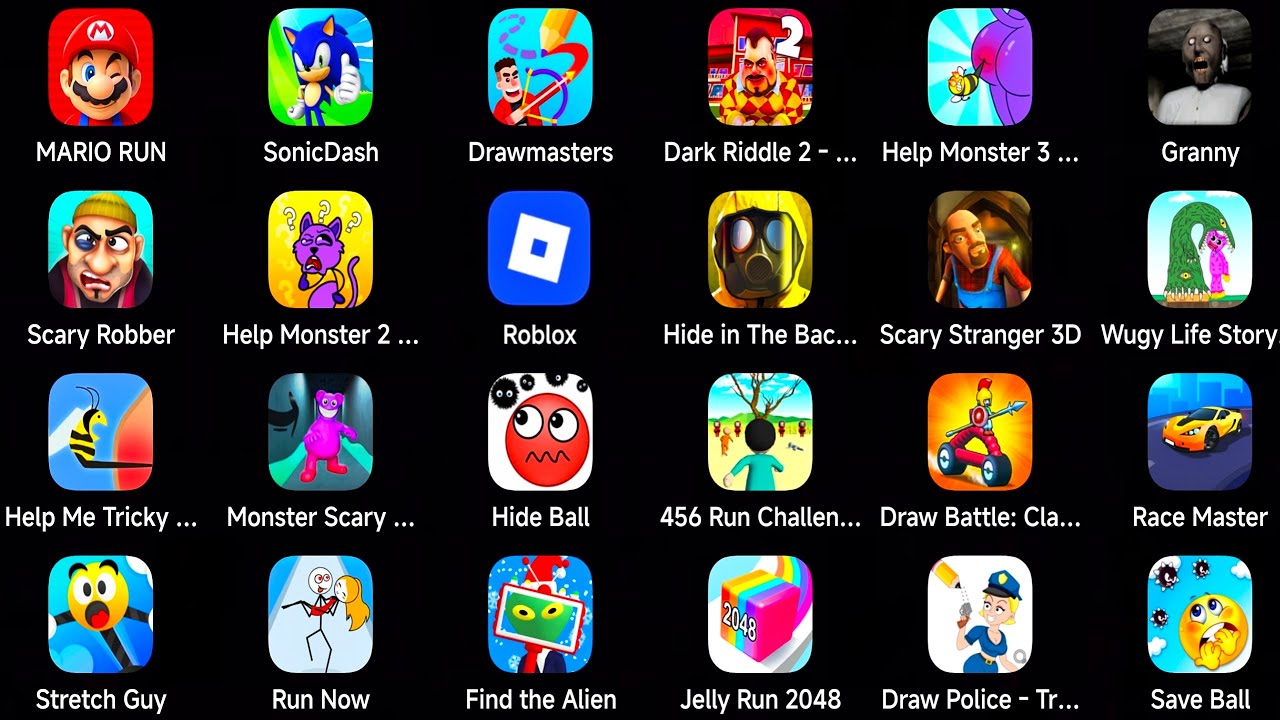 Roblox, Poppy Playtime 4, Race Master, Hide Ball, Wugy Life Story, Draw Battle, Run Now