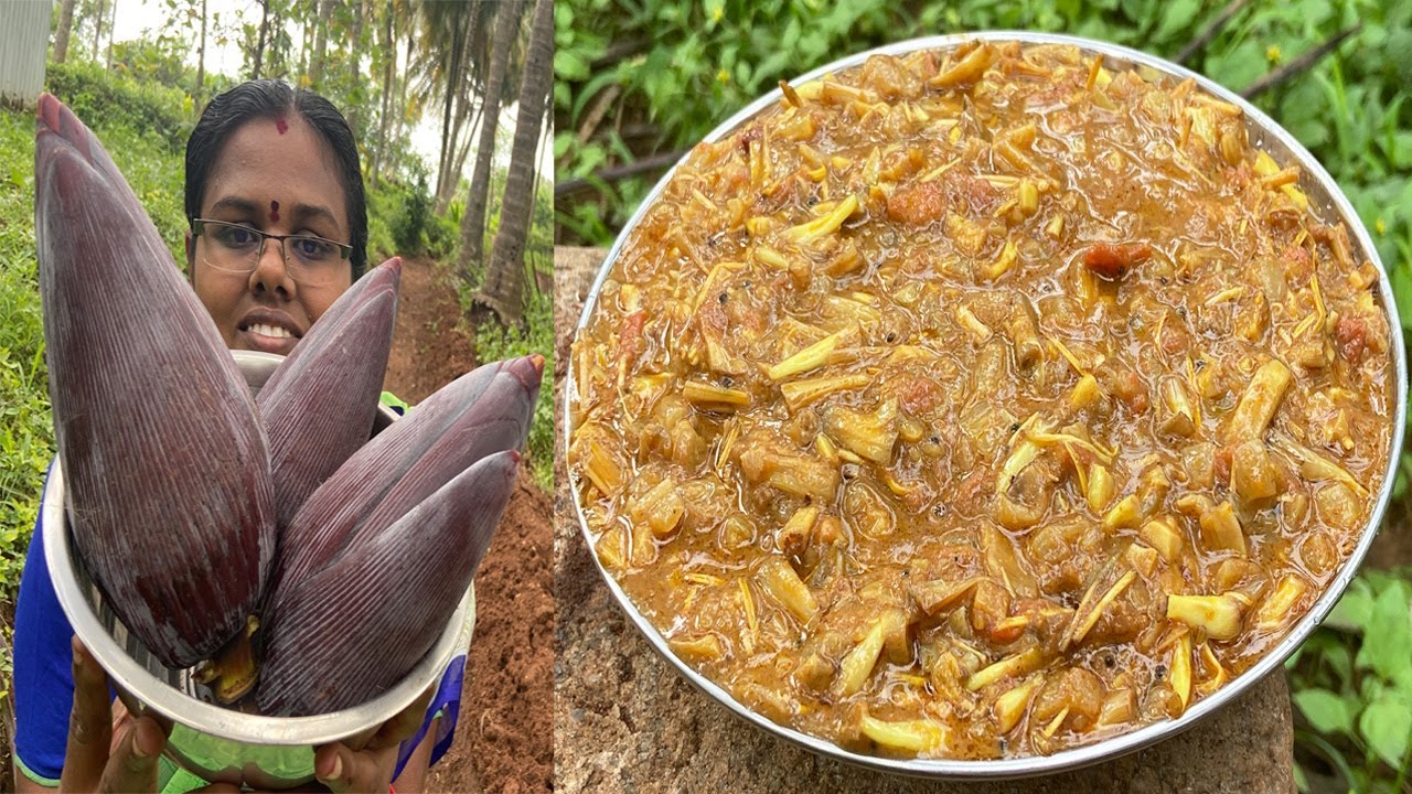 வயிறு ரொம்ப சாப்பிட வைக்கும் வாழைப்பூ புளிக் குழம்பு I Banana flower recipe I Vaalaipoo Puli Kulambu