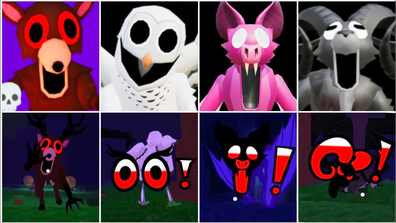 Deer Vs Owl Vs Bat Vs Ram Jumpscare - 100 Nights In The Forest All Monsters | Roblox