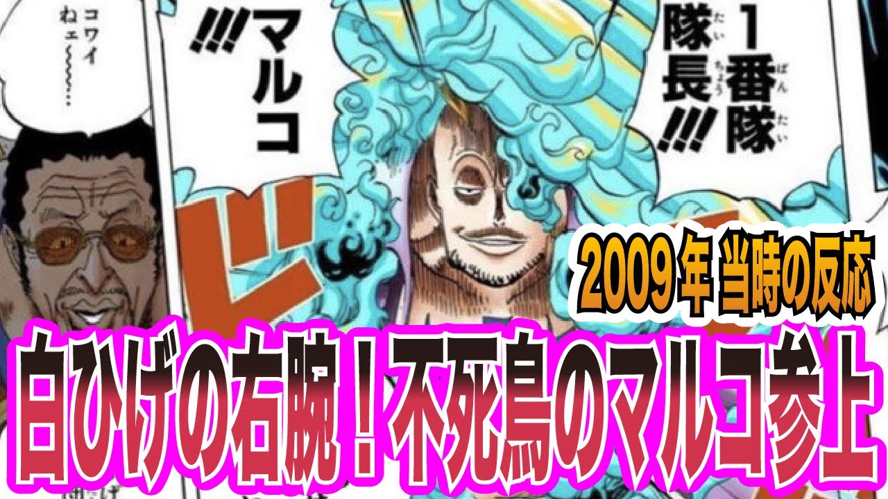 【ワンピース当時の反応】白ひげの右腕！白ひげ海賊団1番隊隊長、不死鳥のマルコ参上を見た