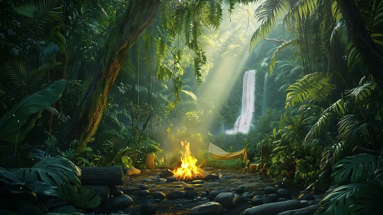 Ambience Fireplace: Rainforest Retreat Campfire