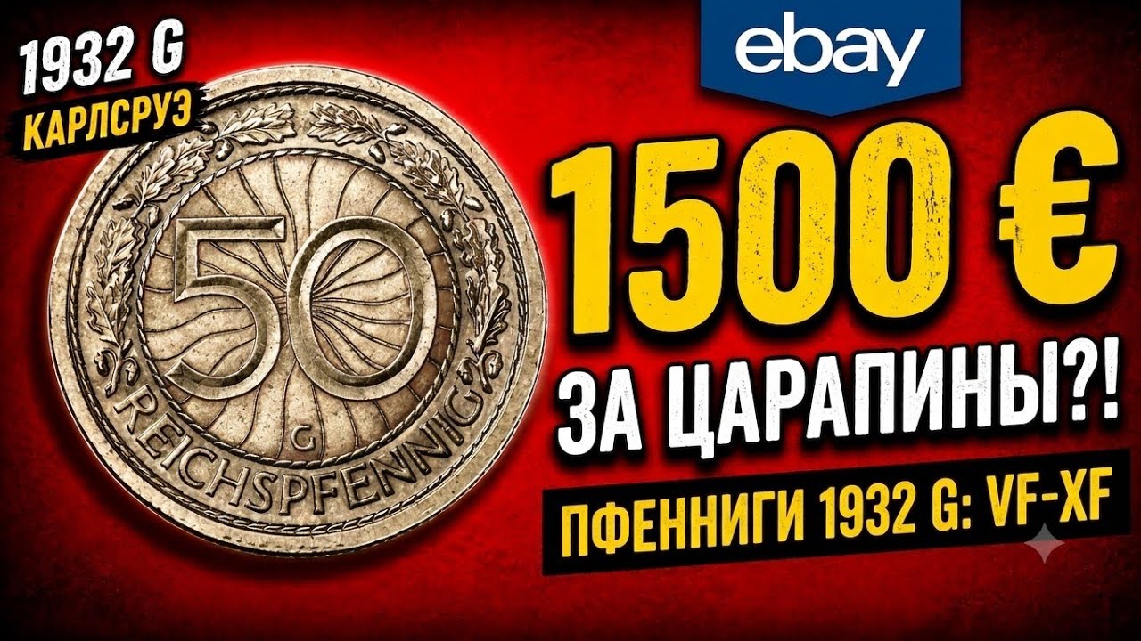 Почему 50 пфеннигов 1932 стоят 1500 &euro;? Секрет редкой монеты 1932 G ⭐