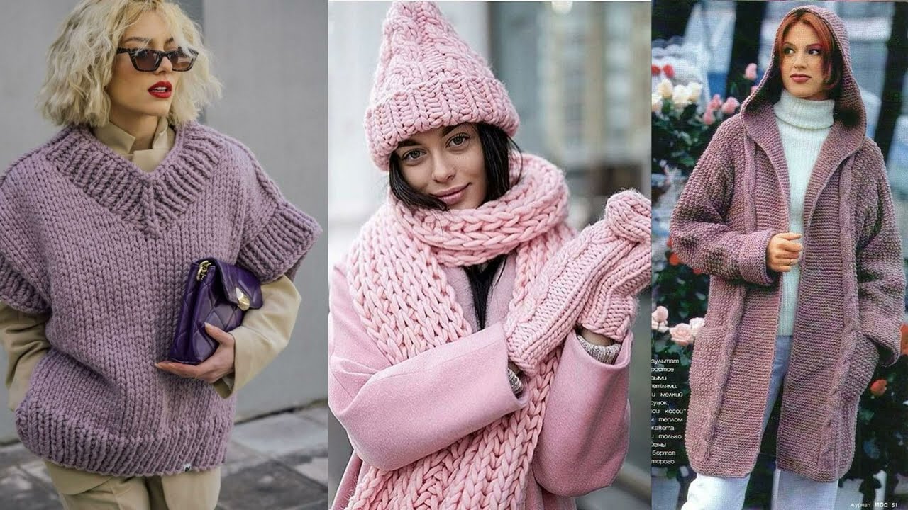 УТЕПЛЯЕМСЯ!  ВЯЗАНЫЕ ВЕЩИ 2023-2024💕 МОДНОЕ ВЯЗАНИЕ СПИЦАМИ 💕