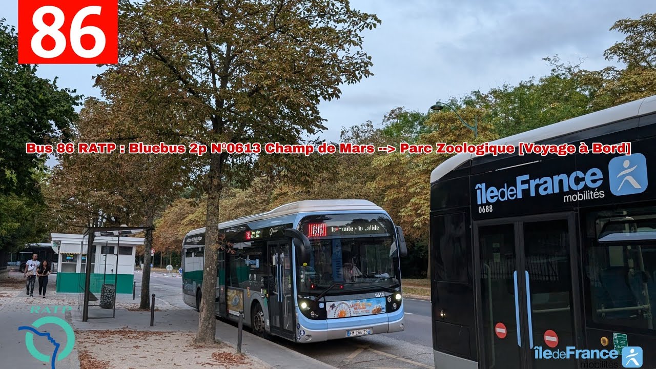 Bus 86 RATP : Bluebus 12 N⁰0613 Champ de Mars / Parc Zoologique.