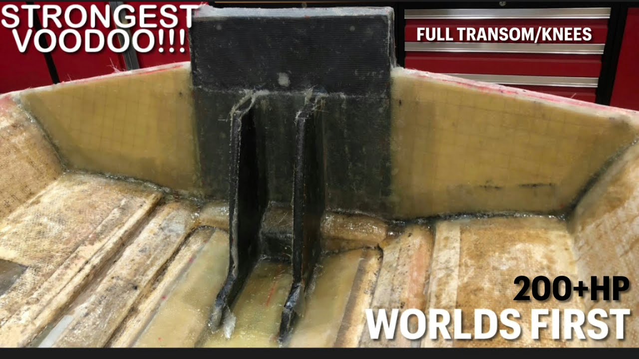 Hydrostream voodoo restoration #14 glassing transom/knees world’s first voodoo with transom knees??.
