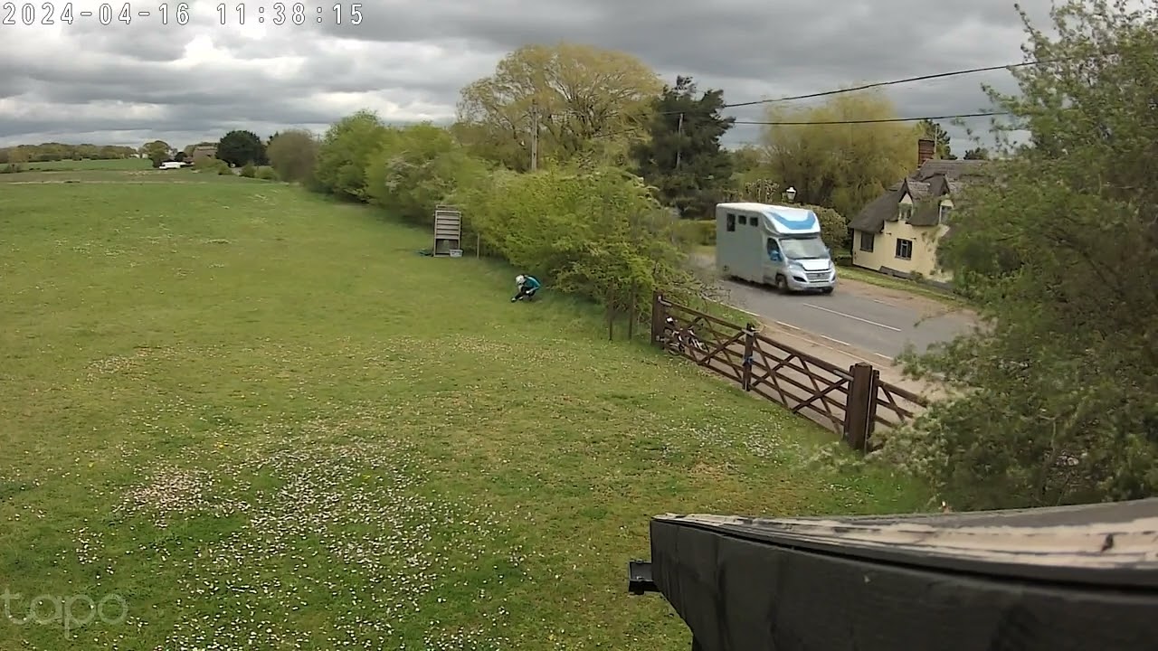 Female cyclist taking dump on my property.