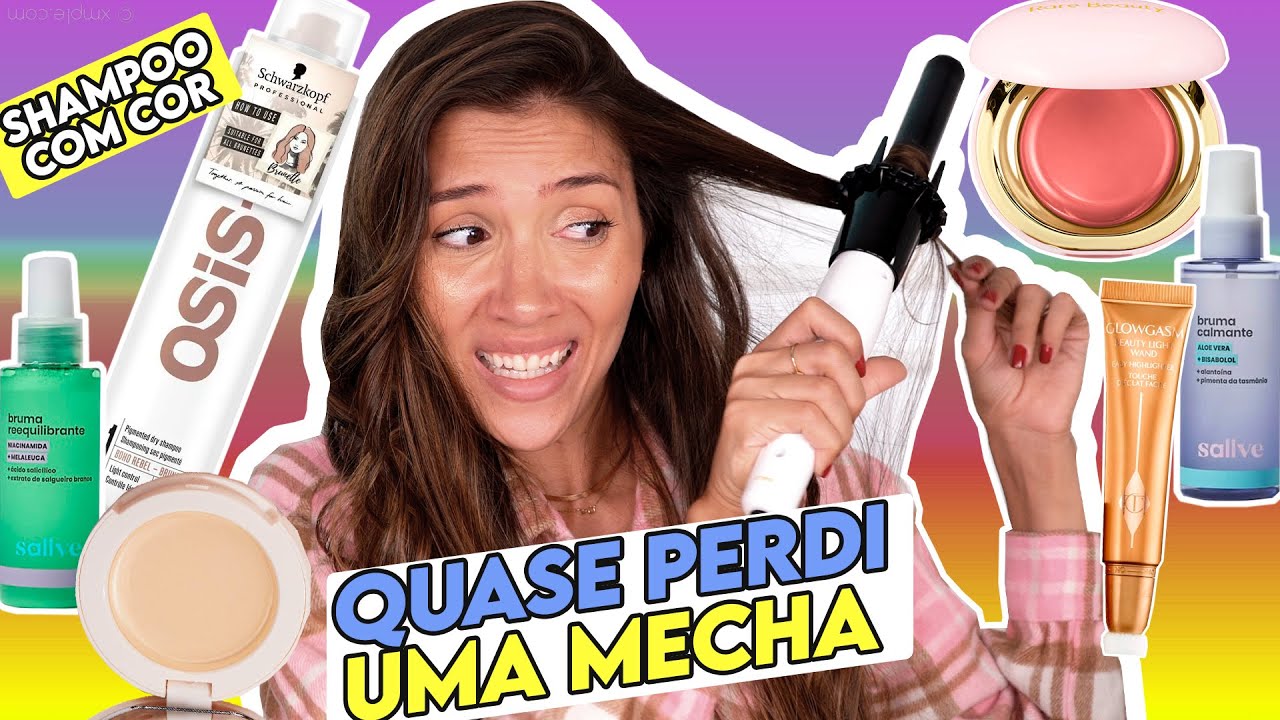 TESTANDO lançamentos de MAKES | MODELADOR AUTOMÁTICO, SHAMPOO à SECO c/ COR, BLUSH, ILUMINADOR...