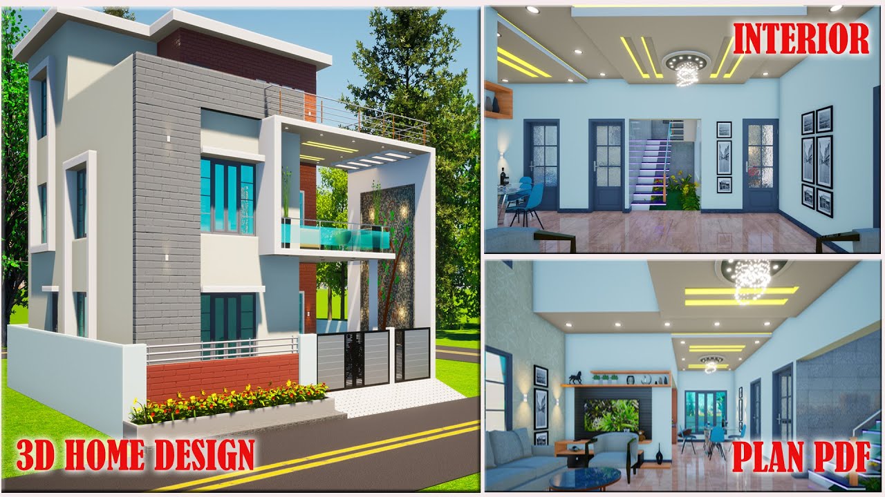 40*40 house plan | 5 bedroom duplex house design | 3d home design